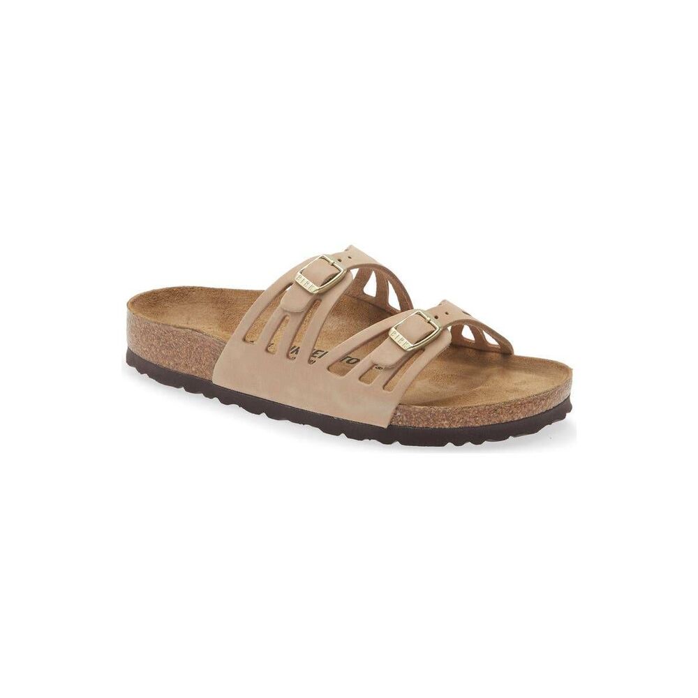 Birkenstock Women's Granada Nubuck Leather Double Strap Sandals Tan Size 40